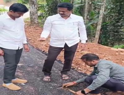 Poor work Road asphalt stuck to the hands of legislators!