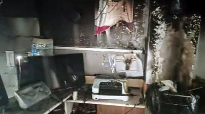 Massive fire inside the bank!