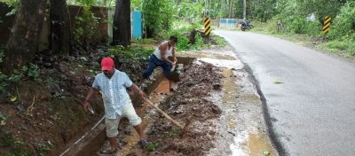 Mosquito menace Village Panchayat President falls into the gutter!