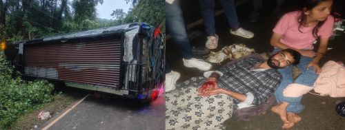 Terrifying turn | Bus overturns after hitting electric pole: 8 students injured