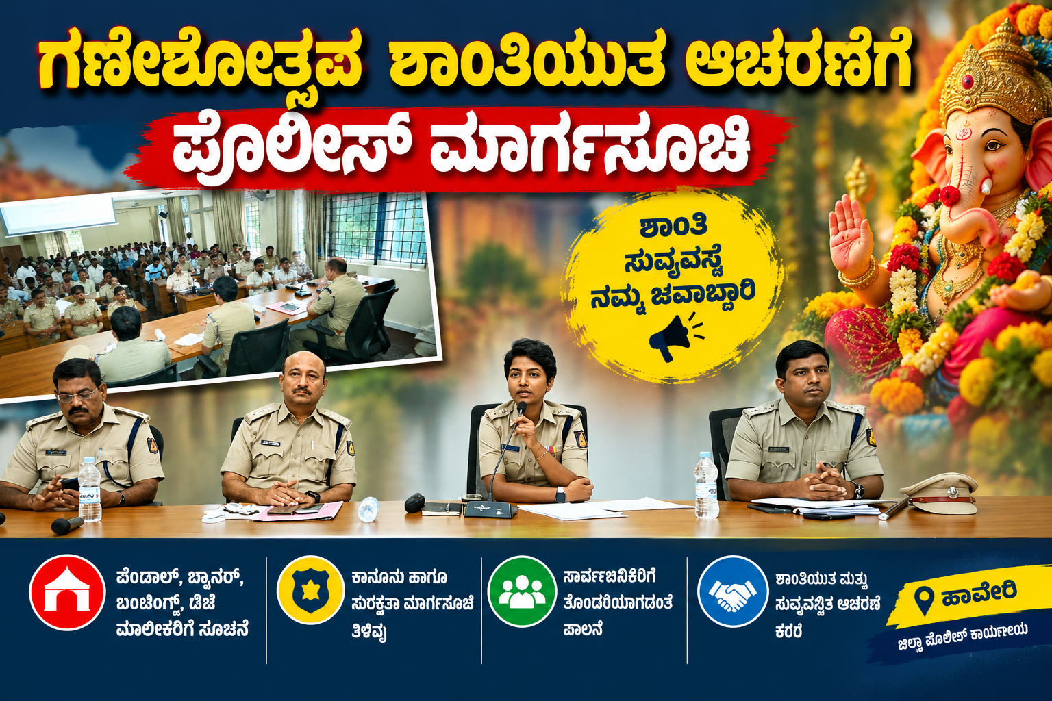 ಗಣೇಶೋತ್ಸವ ಶಾಂತಿಯುತ ಆಚರಣೆಗೆ ಪೊಲೀಸ್ ಮಾರ್ಗಸೂಚಿ